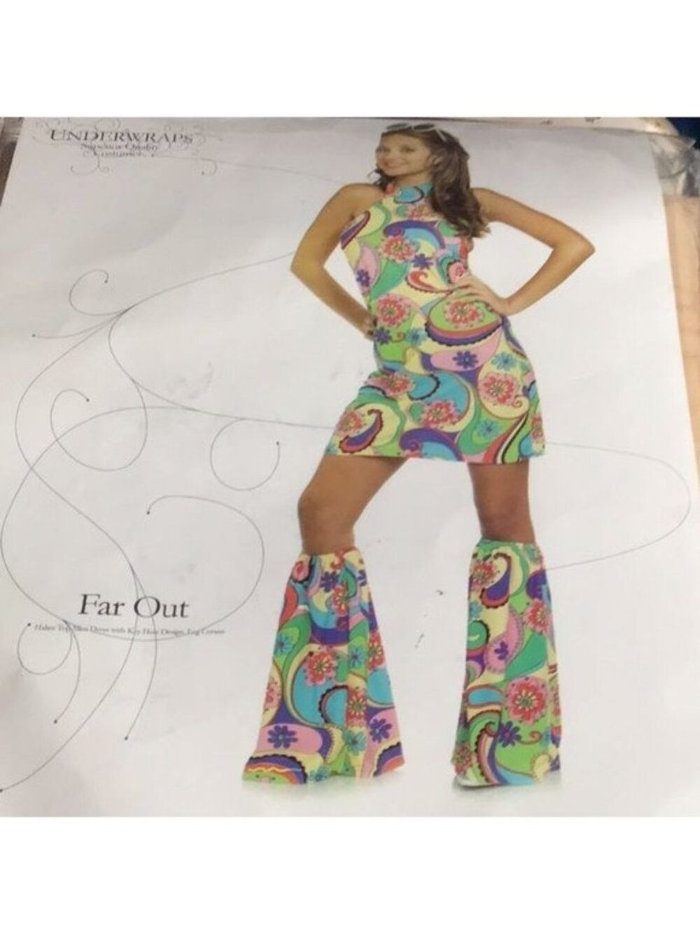 Far Out 70s Hippie Costume Dress With Bell Sleeves & Leg Covers - Psychedelic Fl